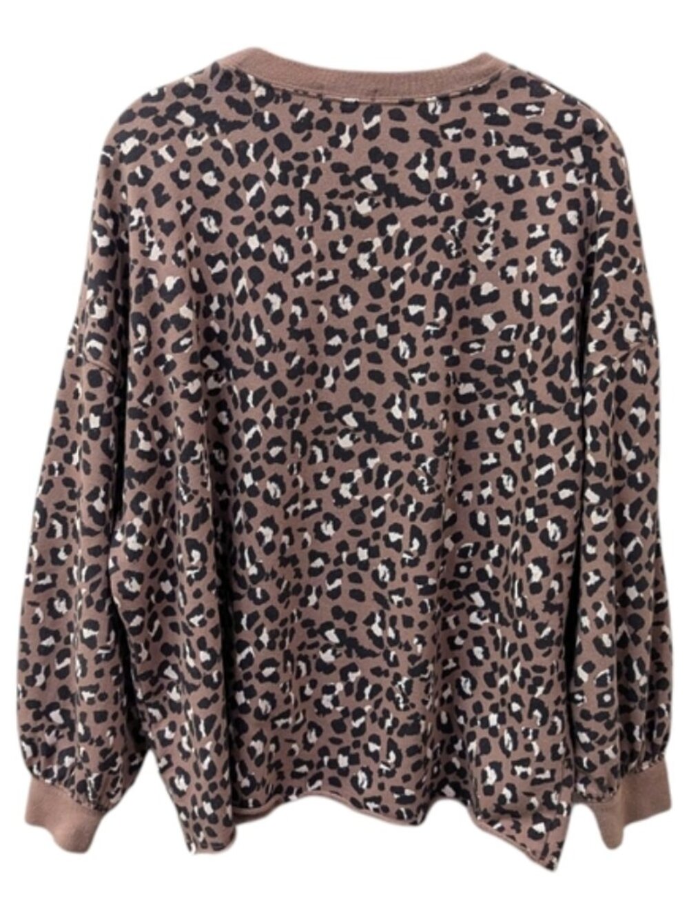 Rails Reeves Mountain Leopard Animal Print Raw Hem Sweatshirt (S) - Picture 2 of 10